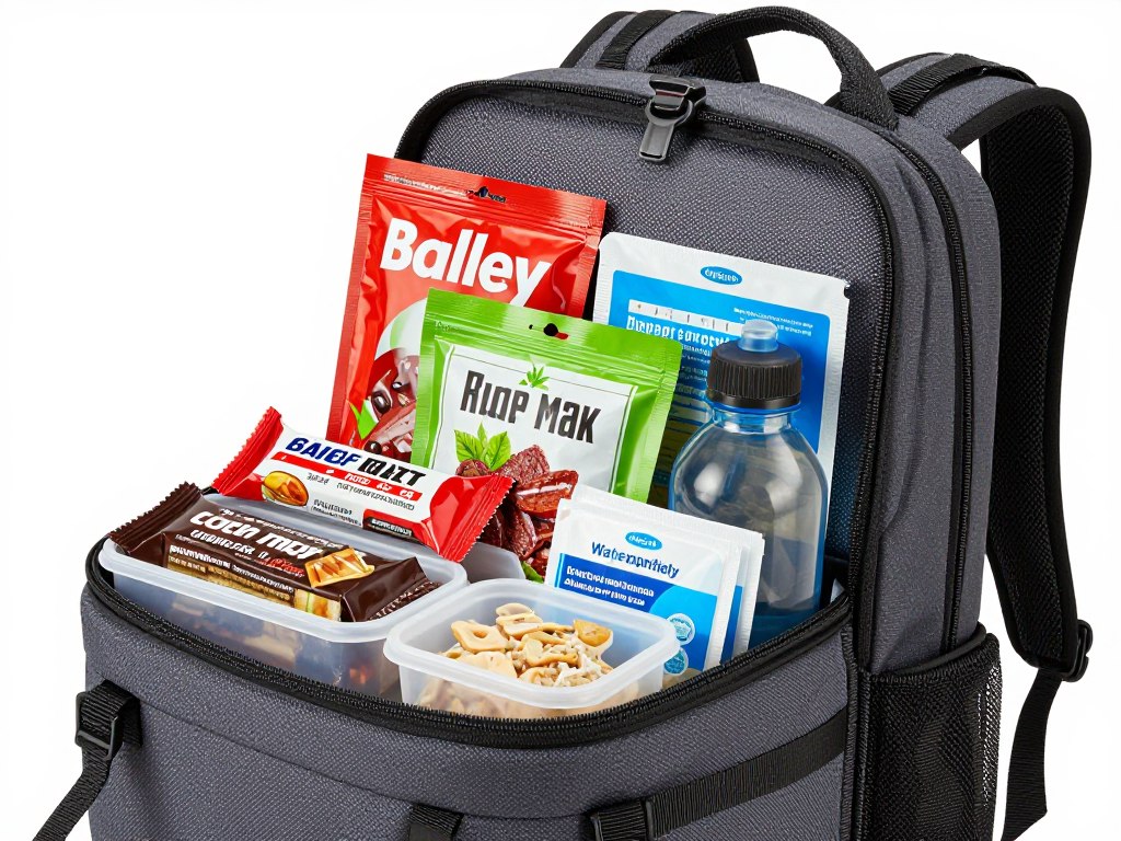 Kit de evacuação compacto com alimentos portáteis e de alta energia