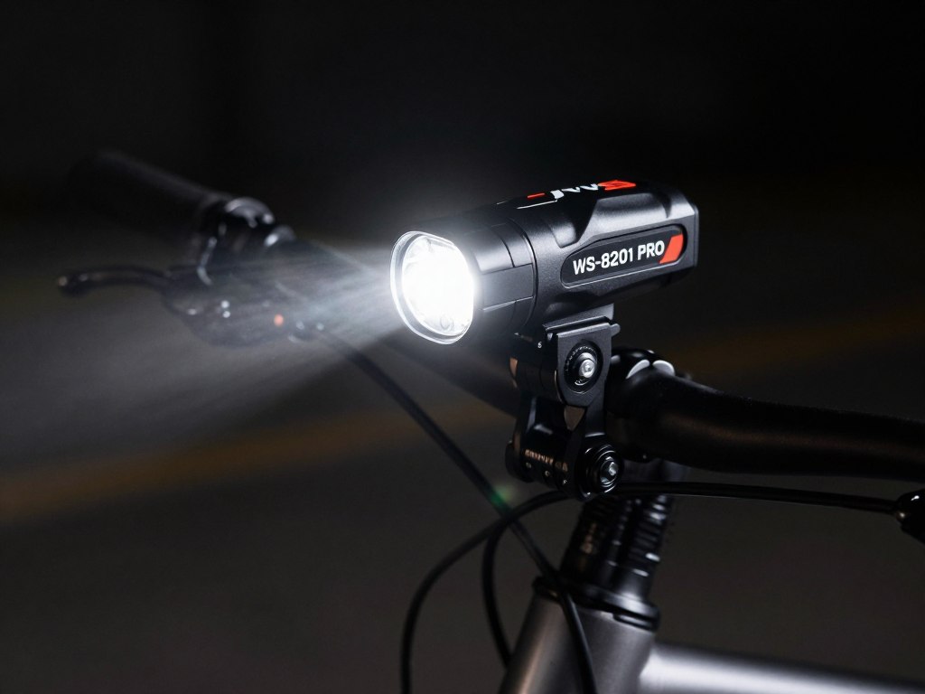 Lanterna JWS WS-8201 Pro para bike com 1800 lúmens montada no guidão de uma bicicleta