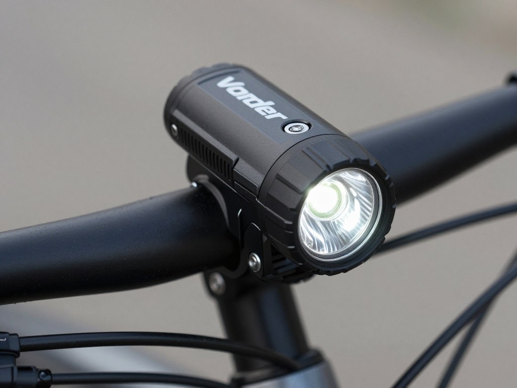 Lanterna Vonder 80.75.150.280 para bicicleta mostrando sua construção robusta e sistema de rotação