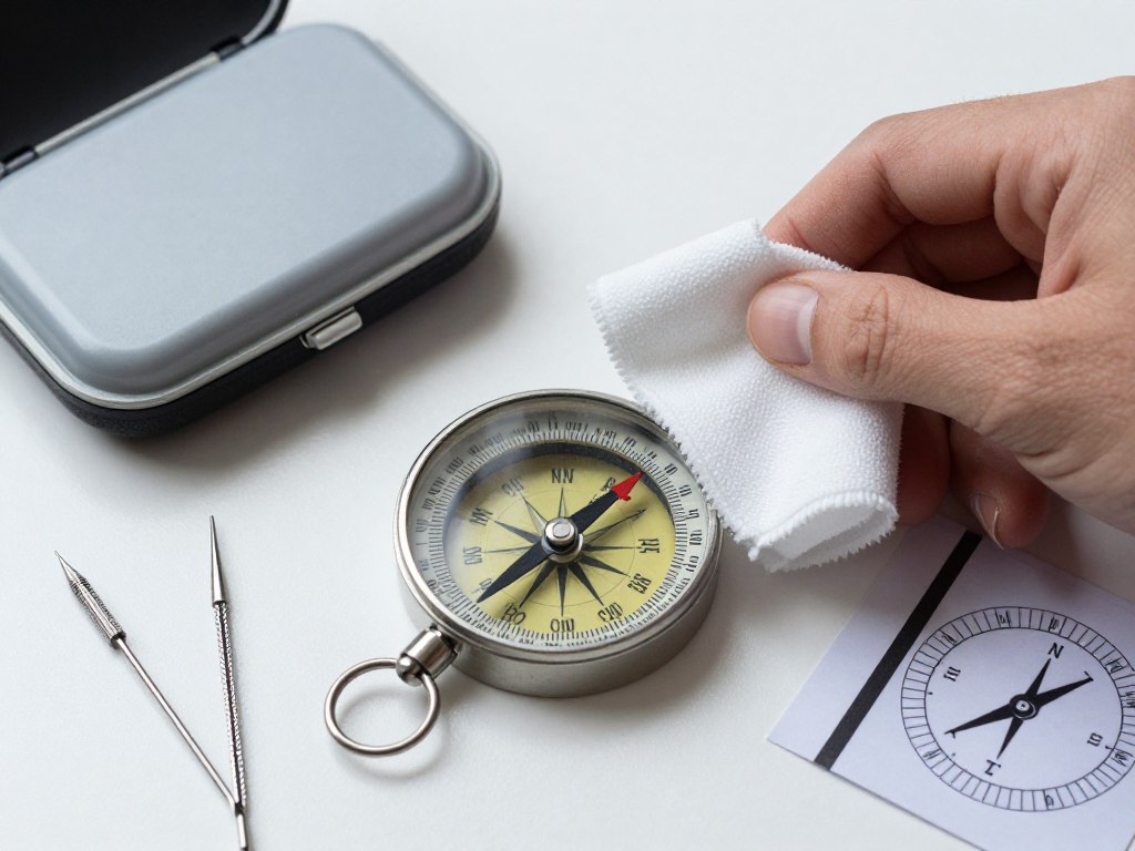 Manutenção de bússola com kit de limpeza e estojo protetor