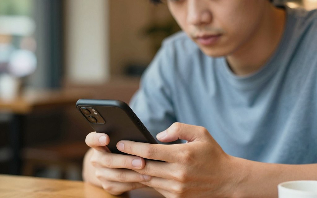 Pessoa consultando informações sobre leis de porte de canivete em um smartphone Pessoa consultando informações sobre leis de porte de canivete em um smartphone